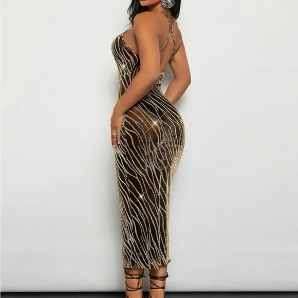 Dresses | Gold Black Dress Mesh | Poshmark Dresses | Gold Black Dress Mesh | Poshmark